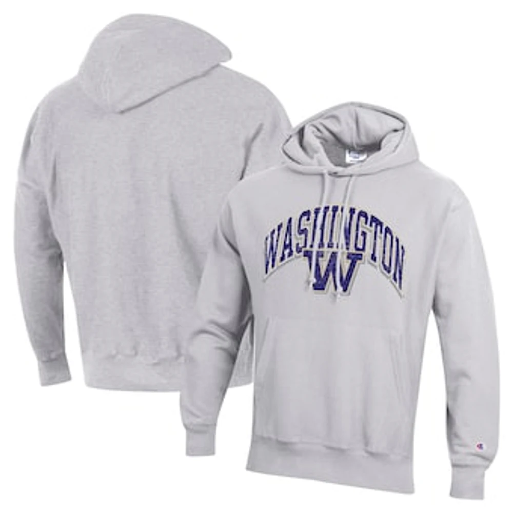 Men's Champion Gray Washington Huskies Vault Late Night Reverse Weave Pullover Hoodie