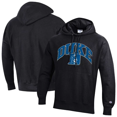 Men's Champion Black Duke Blue Devils Vault Late Night Reverse Weave Pullover Hoodie