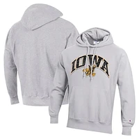 Men's Champion Gray Iowa Hawkeyes Vault Late Night Reverse Weave Pullover Hoodie