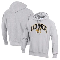 Men's Champion Gray Iowa Hawkeyes Vault Late Night Reverse Weave Pullover Hoodie