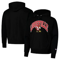 Men's Champion Black Louisville Cardinals Vault Late Night Reverse Weave Pullover Hoodie