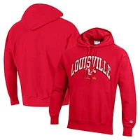 Men's Champion Red Louisville Cardinals Vault Late Night Reverse Weave Pullover Hoodie