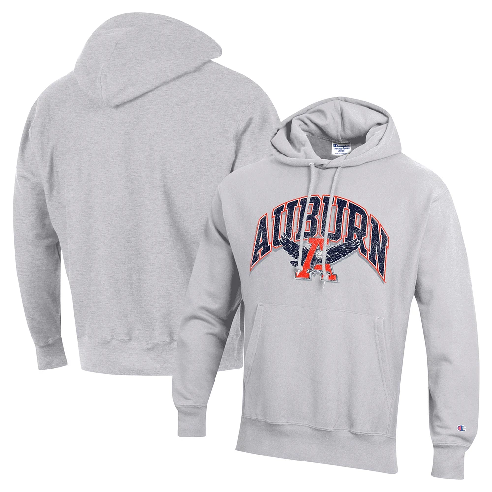 Men's Champion Gray Auburn Tigers Vault Late Night Reverse Weave Pullover Hoodie