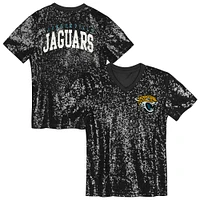 Youth  Teal Jacksonville Jaguars Wordmark Sequin V-Neck Top