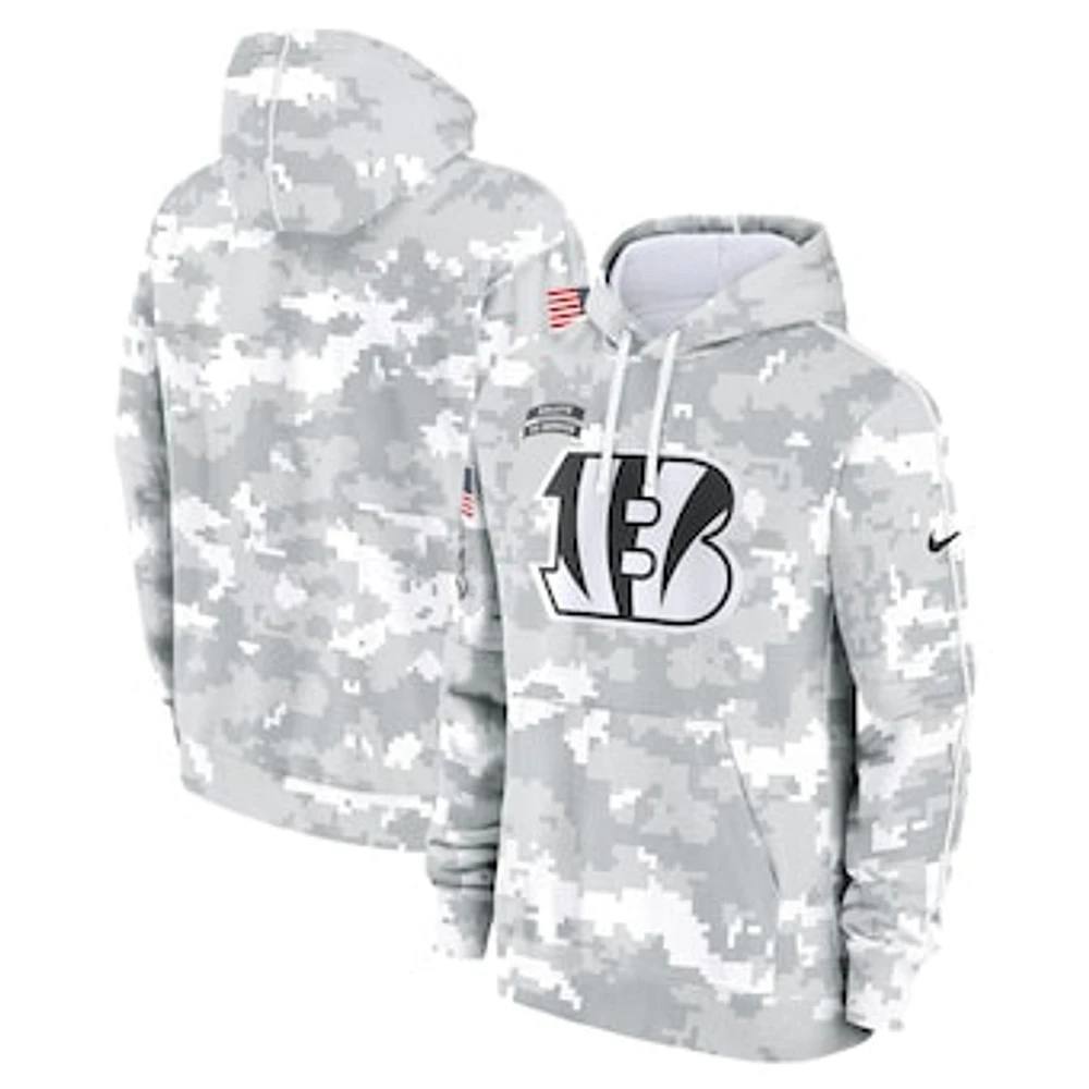 Youth Nike White/Gray Cincinnati Bengals 2024 Salute To Service Pullover Hoodie