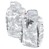 Youth Nike White/Gray Atlanta Falcons 2024 Salute To Service Pullover Hoodie