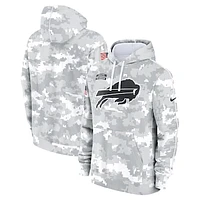 Youth Nike White/Gray Buffalo Bills 2024 Salute To Service Pullover Hoodie