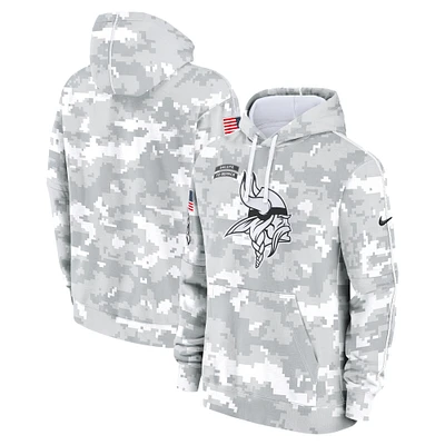 Youth Nike White/Gray Minnesota Vikings 2024 Salute To Service Pullover Hoodie