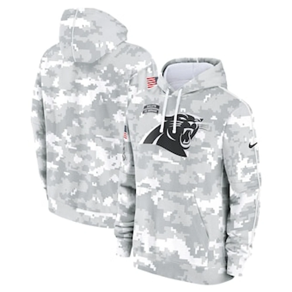 Youth Nike White/Gray Carolina Panthers 2024 Salute To Service Pullover Hoodie