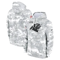 Youth Nike White/Gray Carolina Panthers 2024 Salute To Service Pullover Hoodie