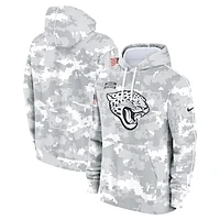 Youth Nike White/Gray Jacksonville Jaguars 2024 Salute To Service Pullover Hoodie