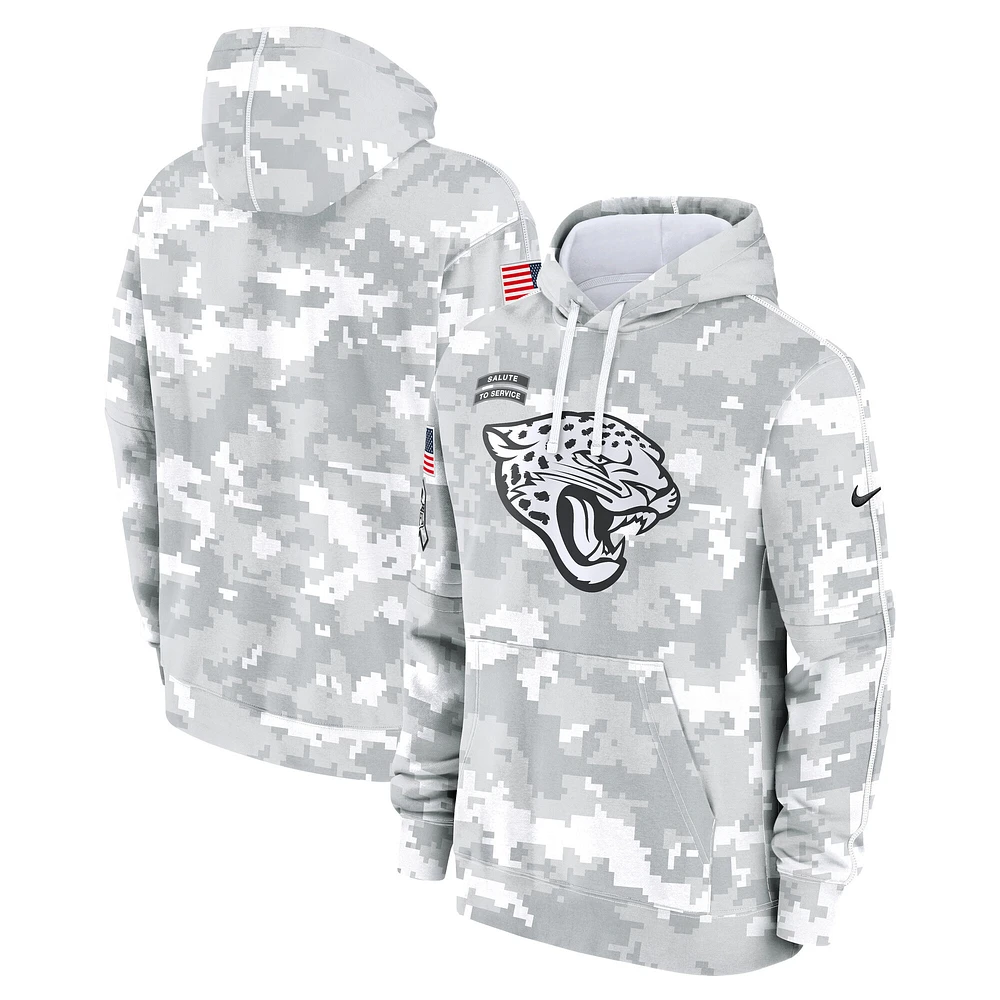 Youth Nike White/Gray Jacksonville Jaguars 2024 Salute To Service Pullover Hoodie