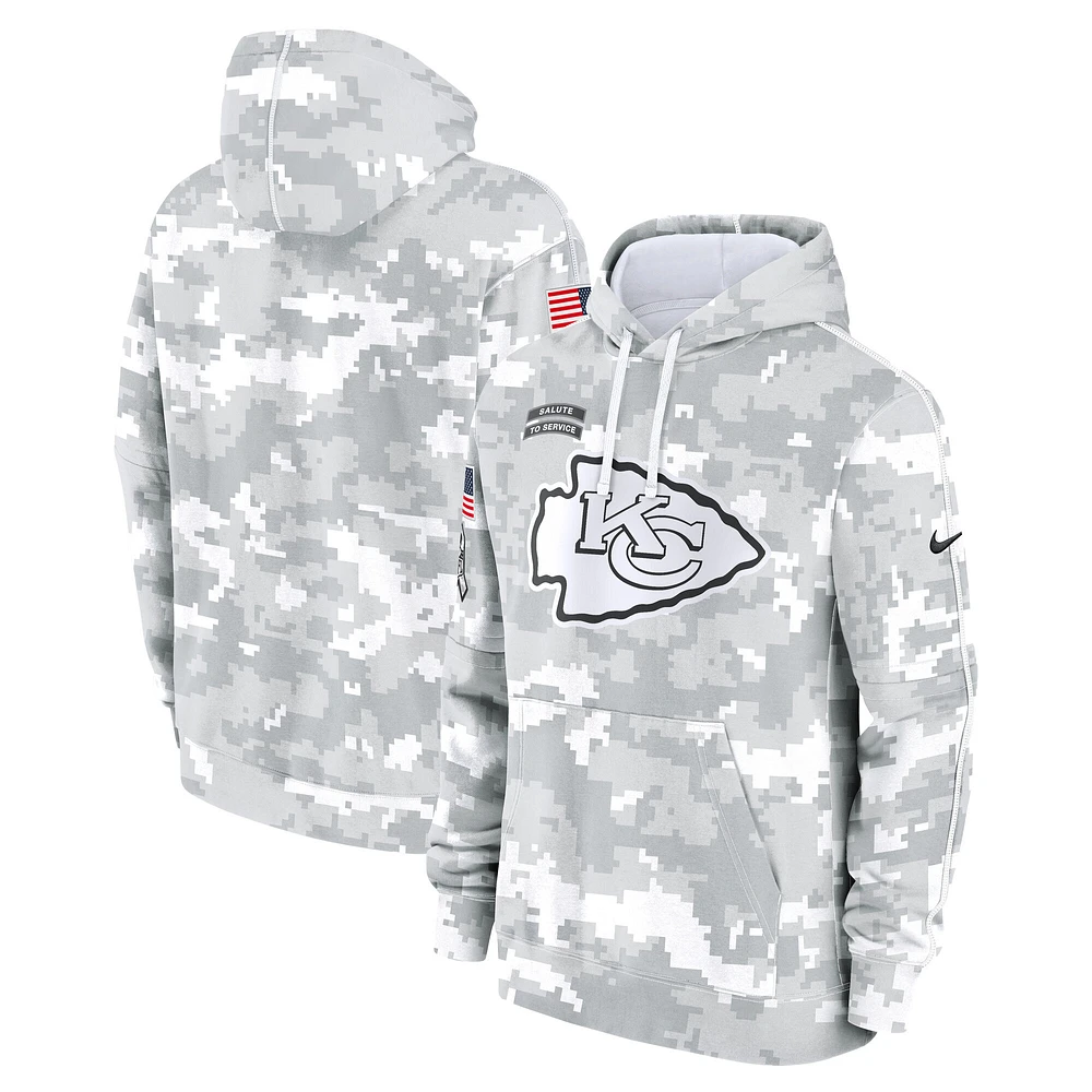 Youth Nike White/Gray Kansas City Chiefs 2024 Salute To Service Pullover Hoodie