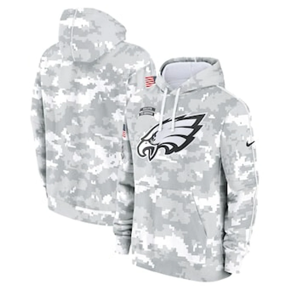 Youth Nike White/Gray Philadelphia Eagles 2024 Salute To Service Pullover Hoodie