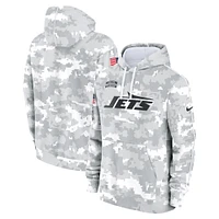 Youth Nike White/Gray New York Jets 2024 Salute To Service Pullover Hoodie