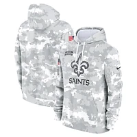 Youth Nike White/Gray New Orleans Saints 2024 Salute To Service Pullover Hoodie