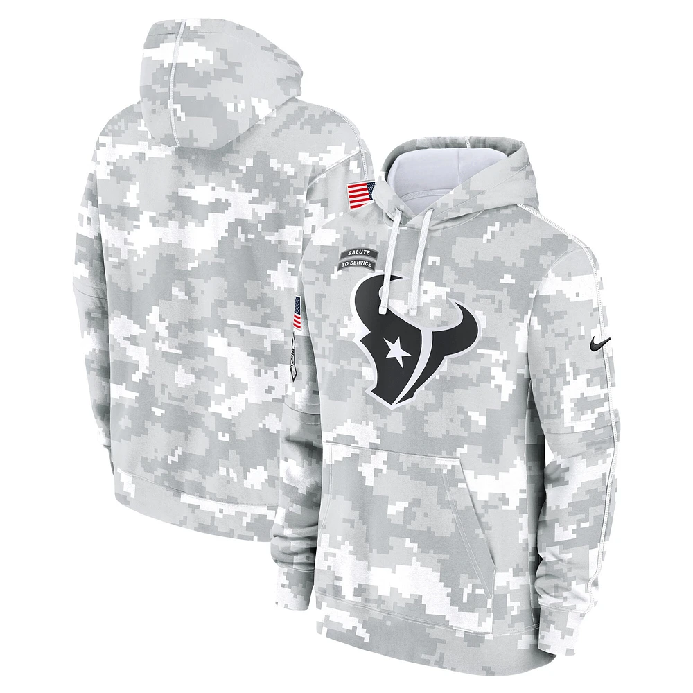 Youth Nike White/Gray Houston Texans 2024 Salute To Service Pullover Hoodie