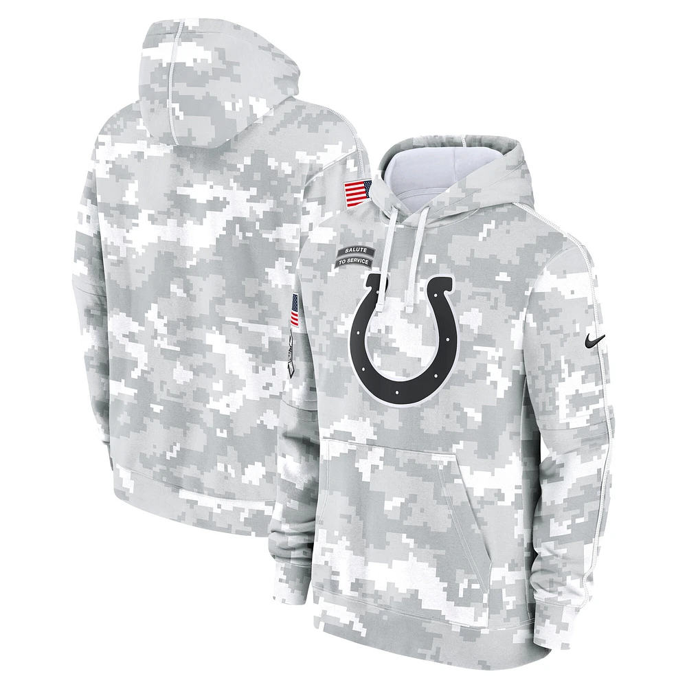 Youth Nike White/Gray Indianapolis Colts 2024 Salute To Service Pullover Hoodie