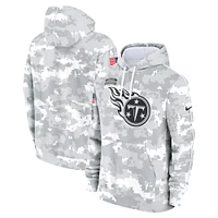 Youth Nike White/Gray Tennessee Titans 2024 Salute To Service Pullover Hoodie