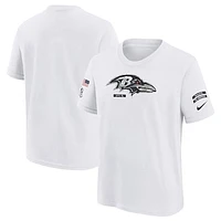 Youth Nike White Baltimore Ravens 2024 Salute To Service T-Shirt