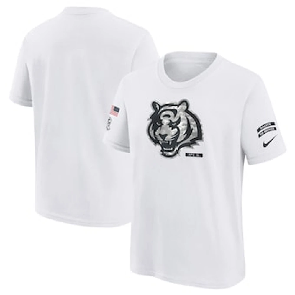 Youth Nike White Cincinnati Bengals 2024 Salute To Service T-Shirt