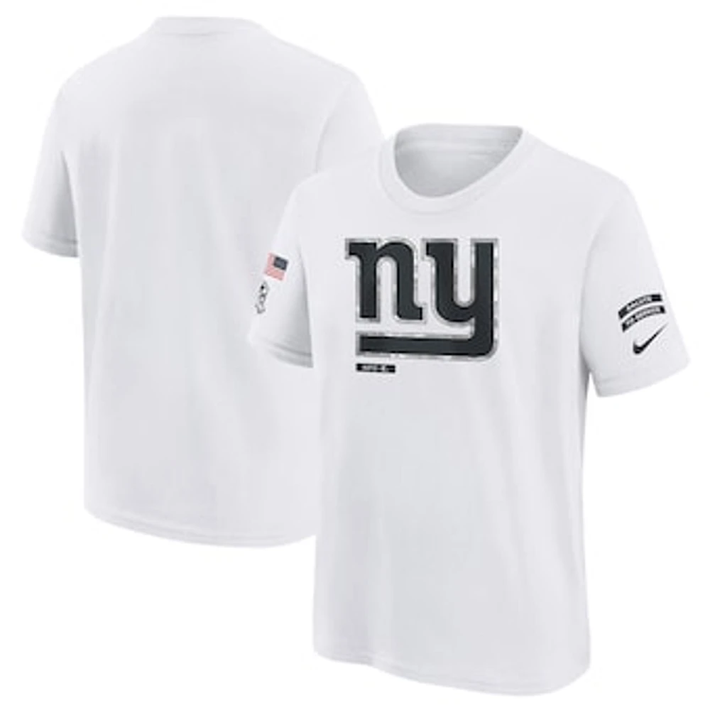 Youth Nike White New York Giants 2024 Salute To Service T-Shirt