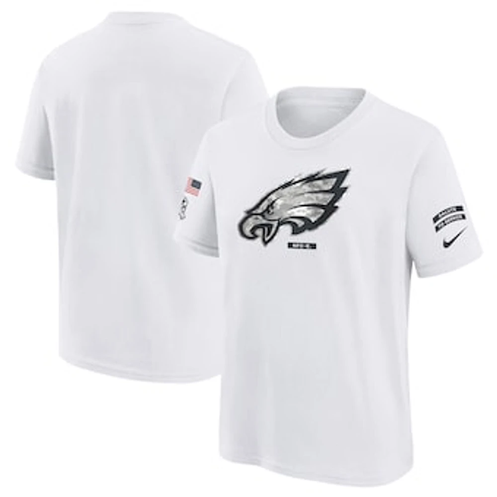 Youth Nike White Philadelphia Eagles 2024 Salute To Service T-Shirt