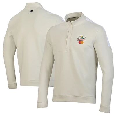 Men's Under Armour  Cream Arnold Palmer Invitational Tour Tips Quarter-Zip Pullover Top