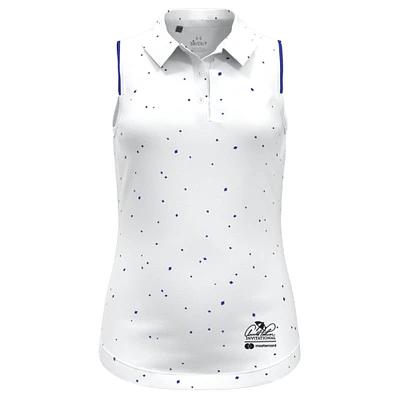 Girls Youth Under Armour  White Arnold Palmer Invitational Micro Print Sleeveless Polo