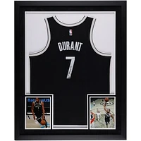 Kevin Durant Brooklyn Nets Autographed SM Deluxe Framed Black Nike 2020-21 Icon Edition Swingman Jersey