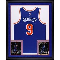 RJ Barrett New York Knicks Autographed SM Deluxe Framed Blue Nike Diamond Edition Swingman Jersey with "New York Forever" Inscription