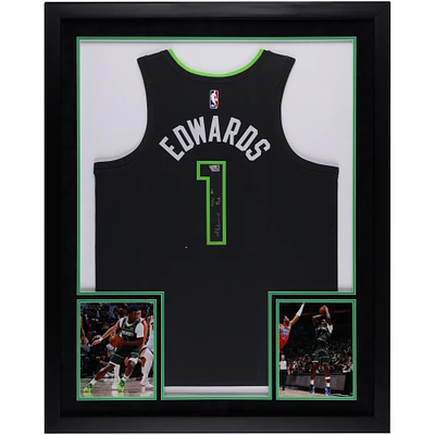 Anthony Edwards Minnesota Timberwolves Autographed SM Deluxe Framed Charcoal Jordan Brand Statement Edition Swingman Jersey with "2020 #1 Pick" Inscription