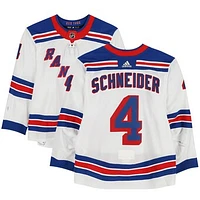 Braden Schneider New York Rangers Game-Used #4 adidas White Set 3 Jersey from the 2023-24 NHL Season