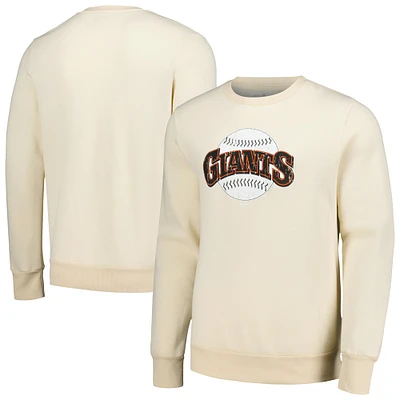 Men's Majestic Threads Oatmeal San Francisco Giants Fleece Pullover Sweatshirt