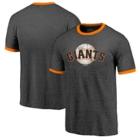 Men's Majestic Threads Black San Francisco Giants Ringer Tri-Blend T-Shirt