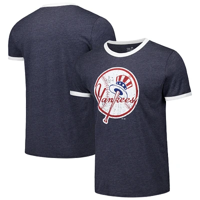 Men's Majestic Threads Navy New York Yankees Ringer Tri-Blend T-Shirt