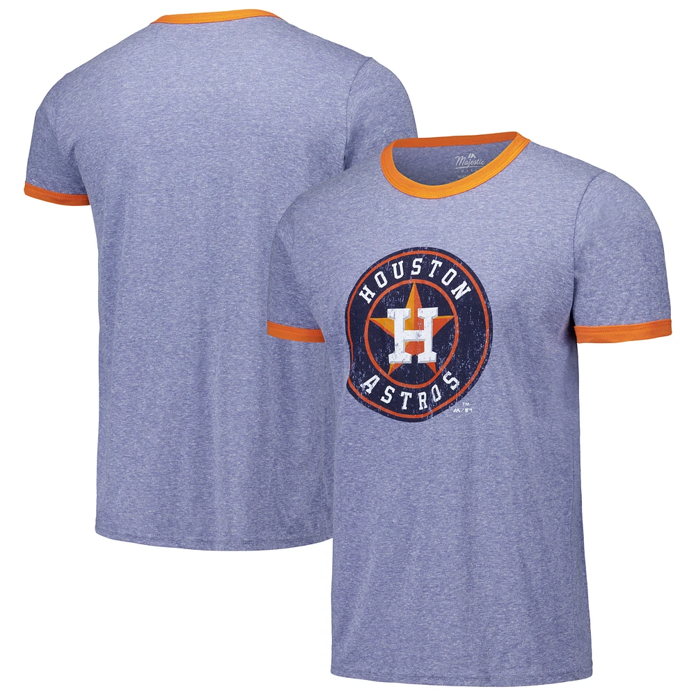 Men's Majestic Threads Navy Houston Astros Ringer Tri-Blend T-Shirt