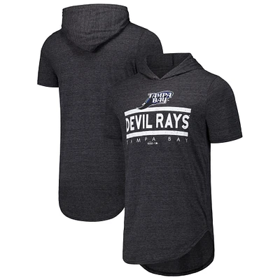 Men's Majestic Threads Black Tampa Bay Rays Tri-Blend Hoodie T-Shirt