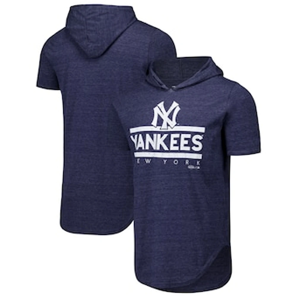 Men's Majestic Threads Navy New York Yankees Tri-Blend Hoodie T-Shirt