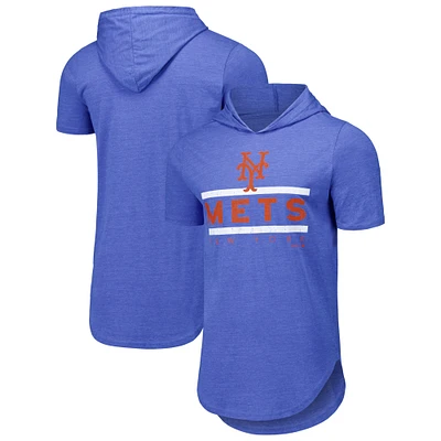 Men's Majestic Threads Royal New York Mets Tri-Blend Hoodie T-Shirt