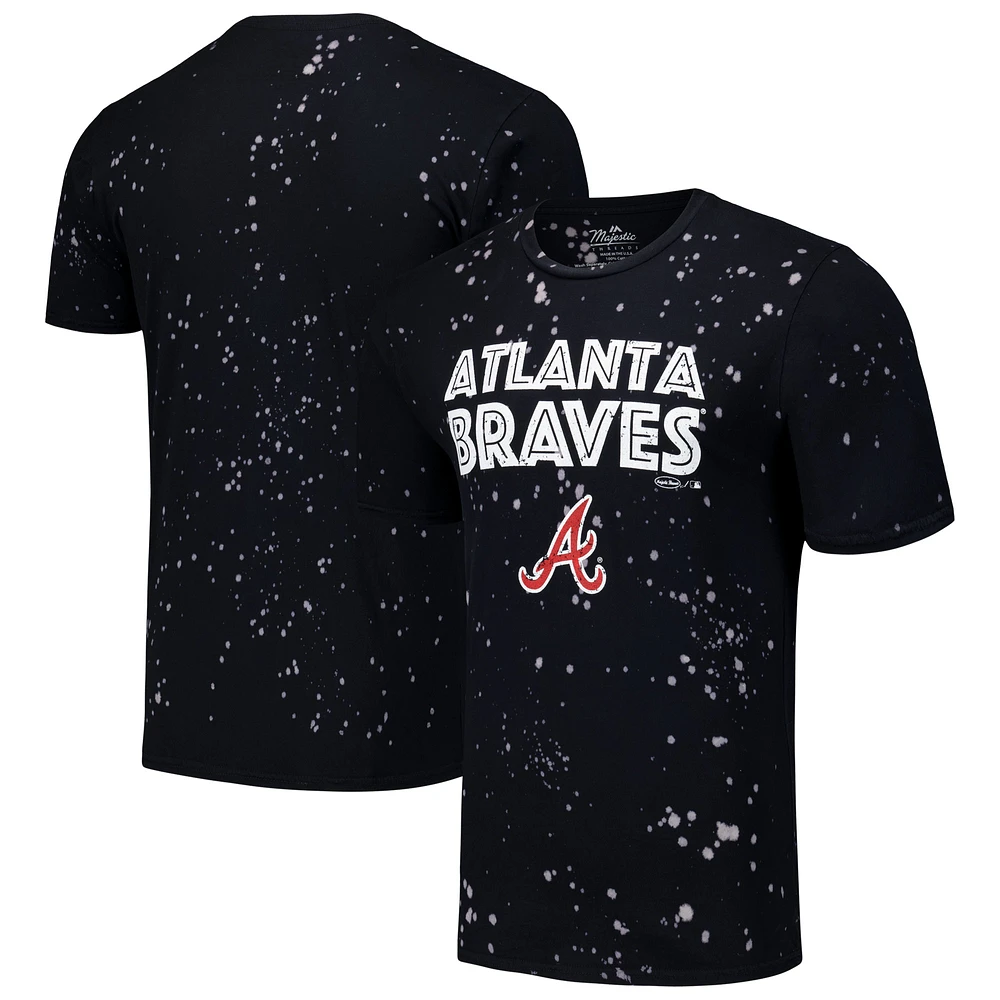 Men's Majestic Threads Black/White Atlanta Braves Splatter T-Shirt