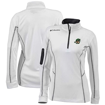 Women's Columbia  White Down East Wood Ducks Omni-Wick Shotgun Quarter-Zip Pullover Top