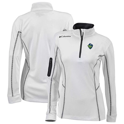 Women's Columbia  White Hillsboro Hops Omni-Wick Shotgun Quarter-Zip Pullover Top