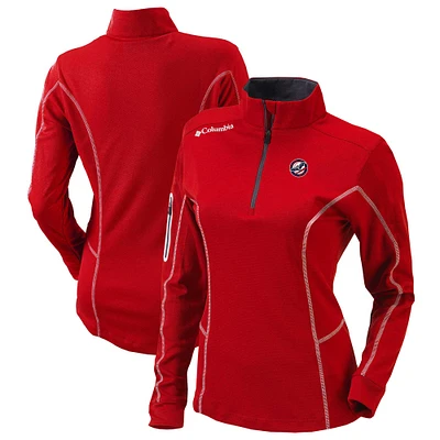 Women's Columbia  Red Louisville Bats Omni-Wick Shotgun Quarter-Zip Pullover Top
