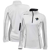 Women's Columbia  White Quad Cities River Bandits Omni-Wick Shotgun Quarter-Zip Pullover Top