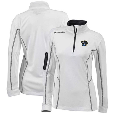 Women's Columbia  White Quad Cities River Bandits Omni-Wick Shotgun Quarter-Zip Pullover Top