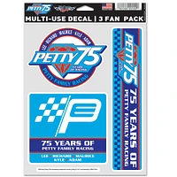 WinCraft  Richard Petty 75th Anniversary Three-Pack Fan Decal Set