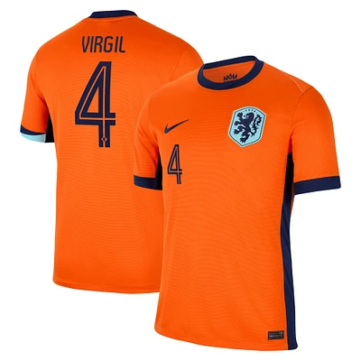 Men's Nike Virgil van Dijk Orange Netherlands National Team 2024 Home Replica Jersey