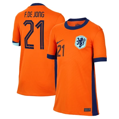 Youth Nike Frenkie de Jong Orange Netherlands National Team 2024 Home Replica Jersey