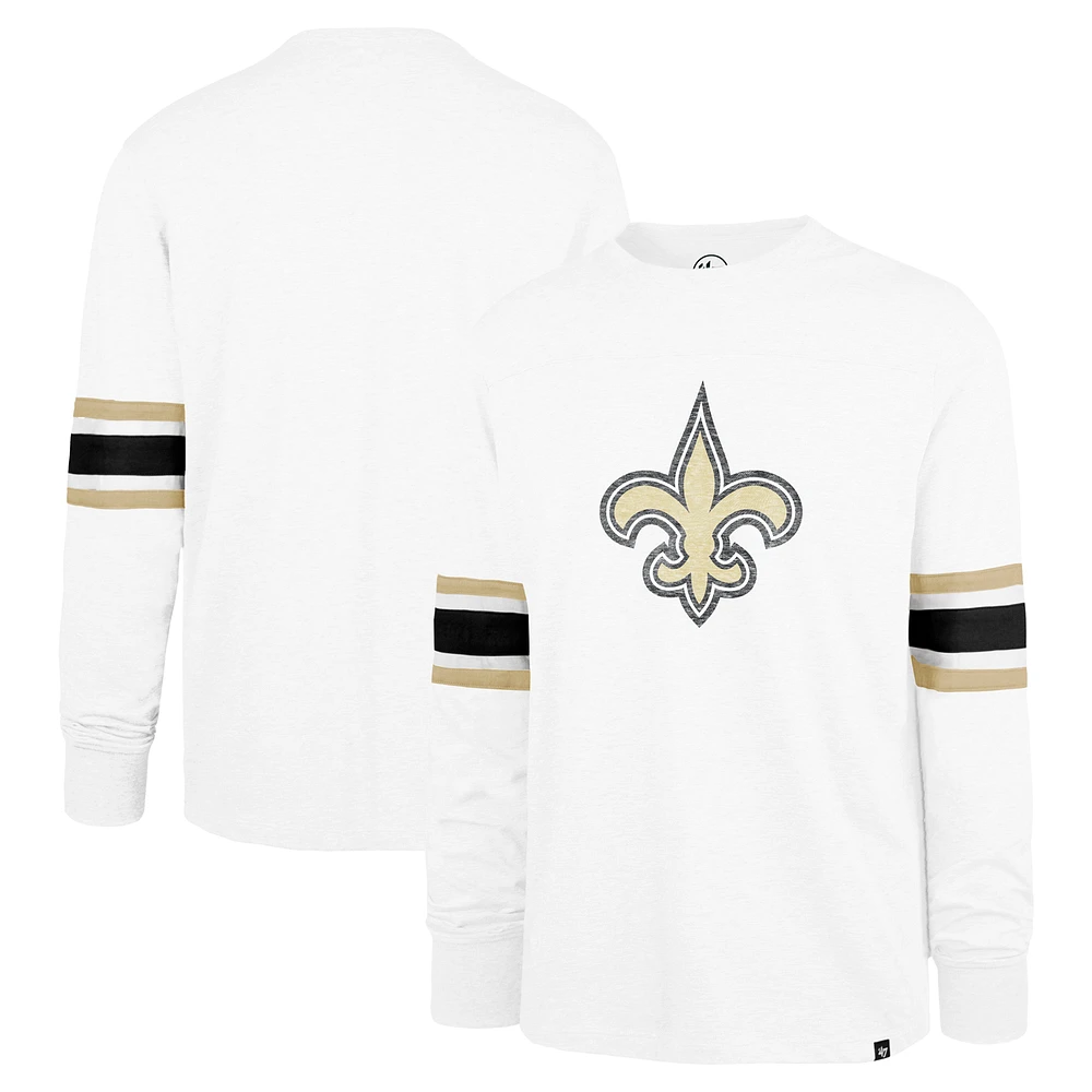 Men's '47 White New Orleans Saints Gridiron Premier Brex Long Sleeve T-Shirt